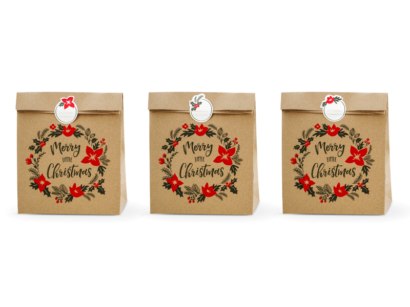 Obrázek k výrobku 20337 - PartyDeco Papierové darčekové tašky Merry christmas (3 ks)