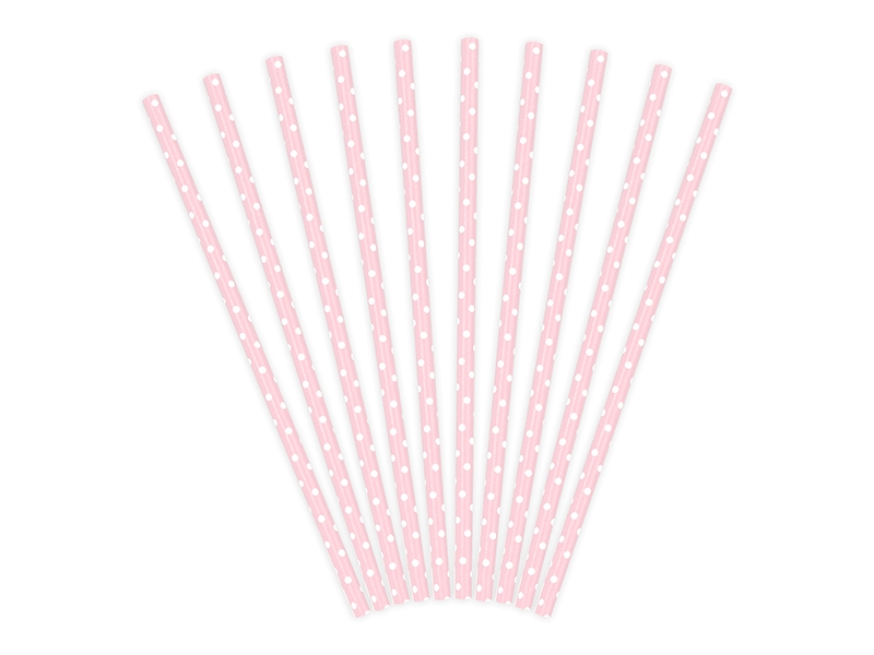 Obrázek k výrobku 14849 - PartyDeco Papírová brčka růžová s puntíky (10 ks)