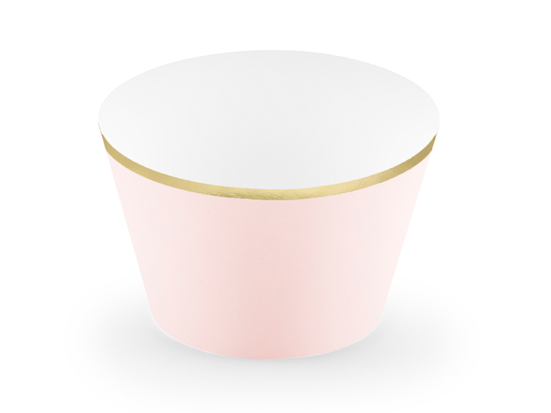 Obrázek k výrobku 15422 - PartyDeco Přebal na muffiny Růžové se zlatým proužkem (6 ks)