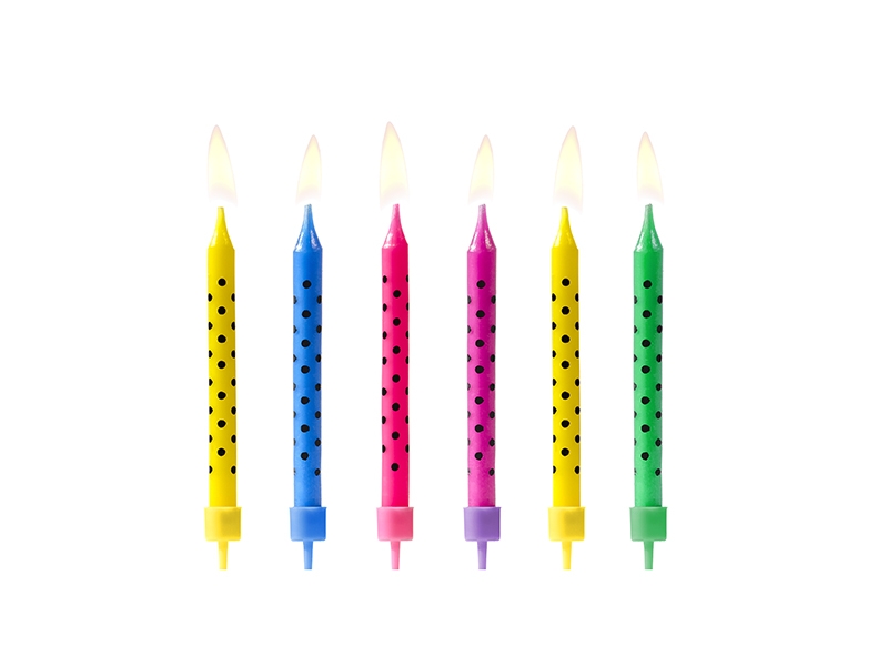 Obrázek k výrobku 17151 - PartyDeco sviečky farebné s bodkami (6 ks)