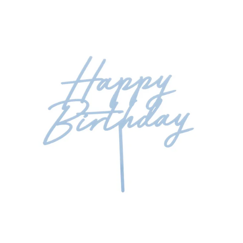 Obrázek k výrobku 26821 - PartyDeco Zápich„Happy Birthday “, hmlistá modrá, 16,5 cm