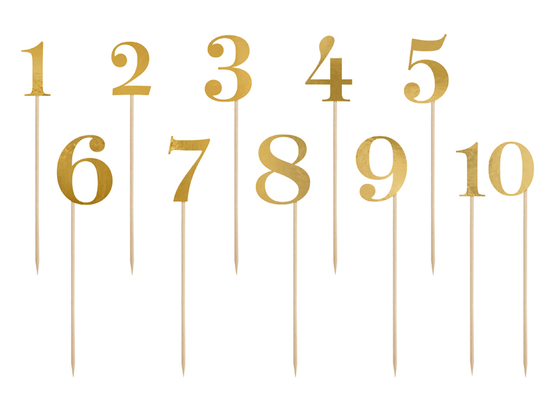 Obrázek k výrobku 19153 - PartyDeco Zlaté čísla na ozdobenie stolov (11 ks)