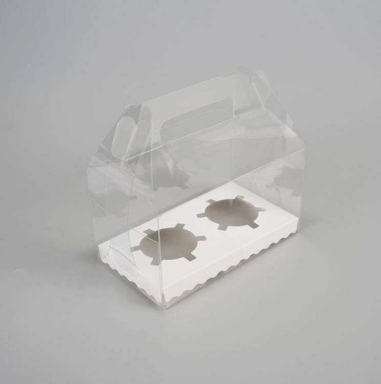 Obrázek k výrobku 26543 - Plastový box na 2 ks cupcakes s vložkou (16 x 9,5 x 15,8 cm)