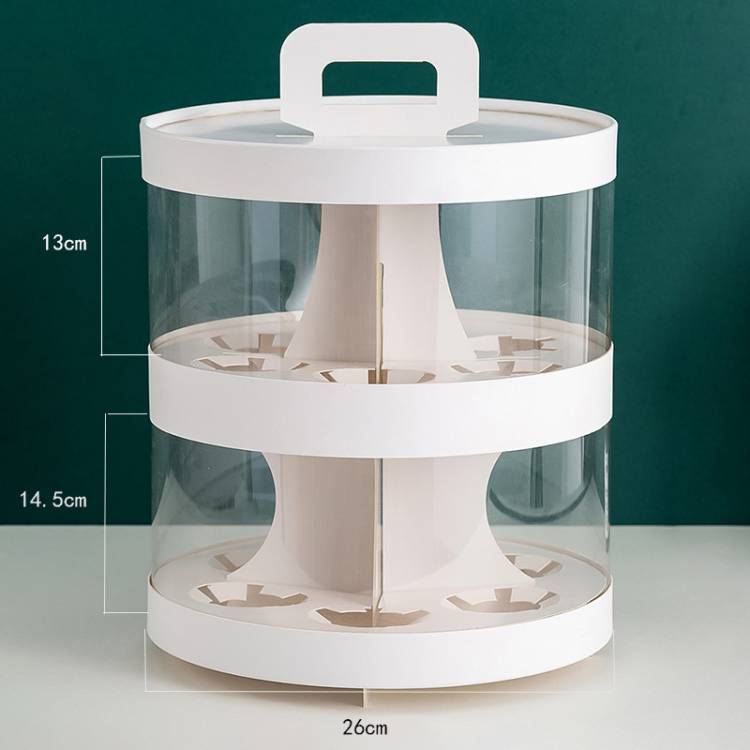 Obrázek k výrobku 25086 - Plastový okrúhly box na cupcakes biely 2 poschodia s úchytom (na 12 ks)