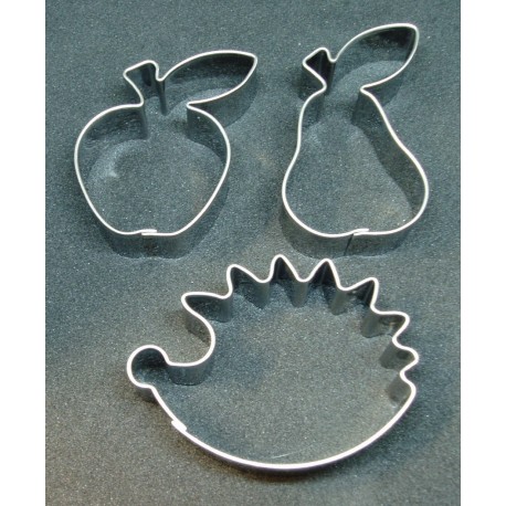 Obrázek k výrobku 21545 - Sada vykrajovačiek – ježko, jabĺčko s lístkom a hruška s lístkom