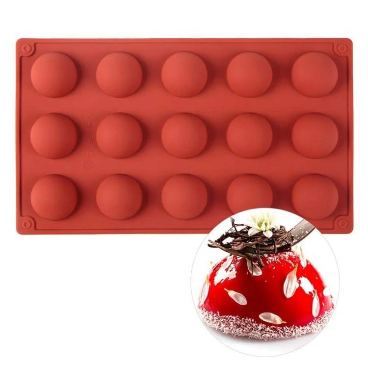 Obrázek k výrobku 27435 - Silikónová forma na pečenie/na mrazené dezerty Polokoule 4 cm (na 15 ks)