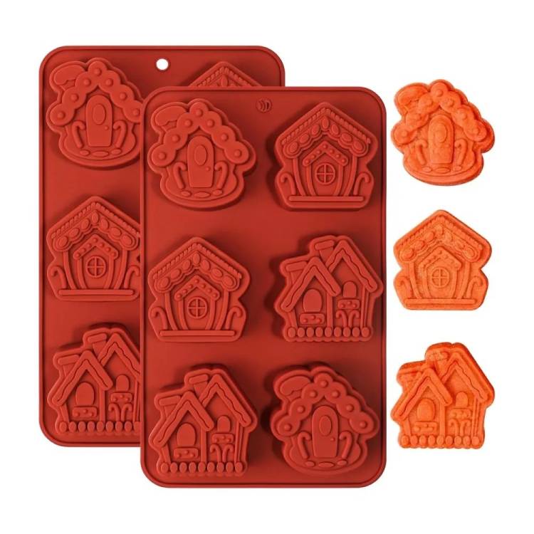 Obrázek k výrobku 27411 - Silikónová forma na pečenie/na mrazené dezerty Vianočné domčeky (na 6 ks)