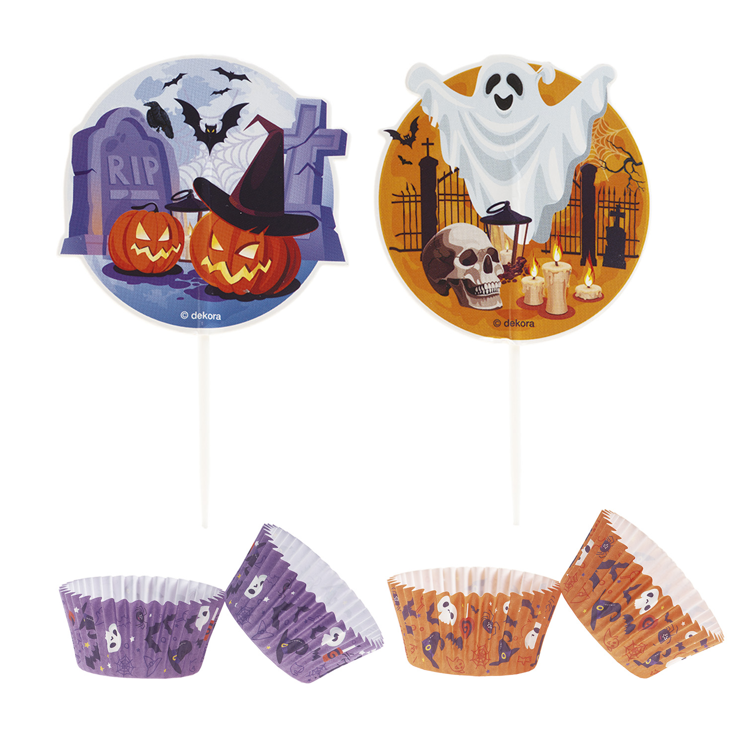 Obrázek k výrobku 24600 - Súprava dekoračných  košíčkov a zápichov Halloween (24 ks)