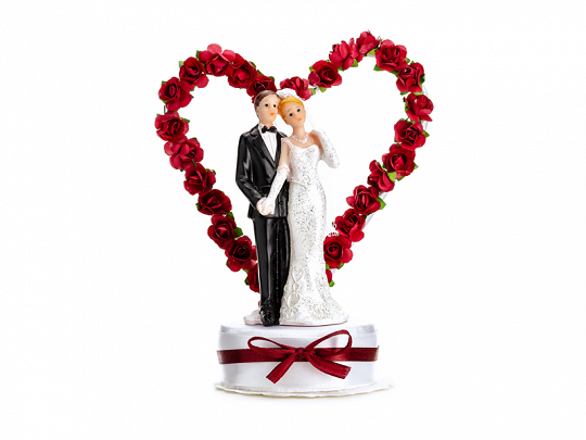 Obrázek k výrobku 22693 - Svadobná figúrka  mladomanželia so srdcom z červených ruží