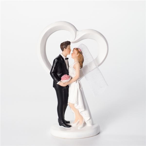 Obrázek k výrobku 23720 - Svadobná figúrka Mladomanželský v srdci (13,5cm)