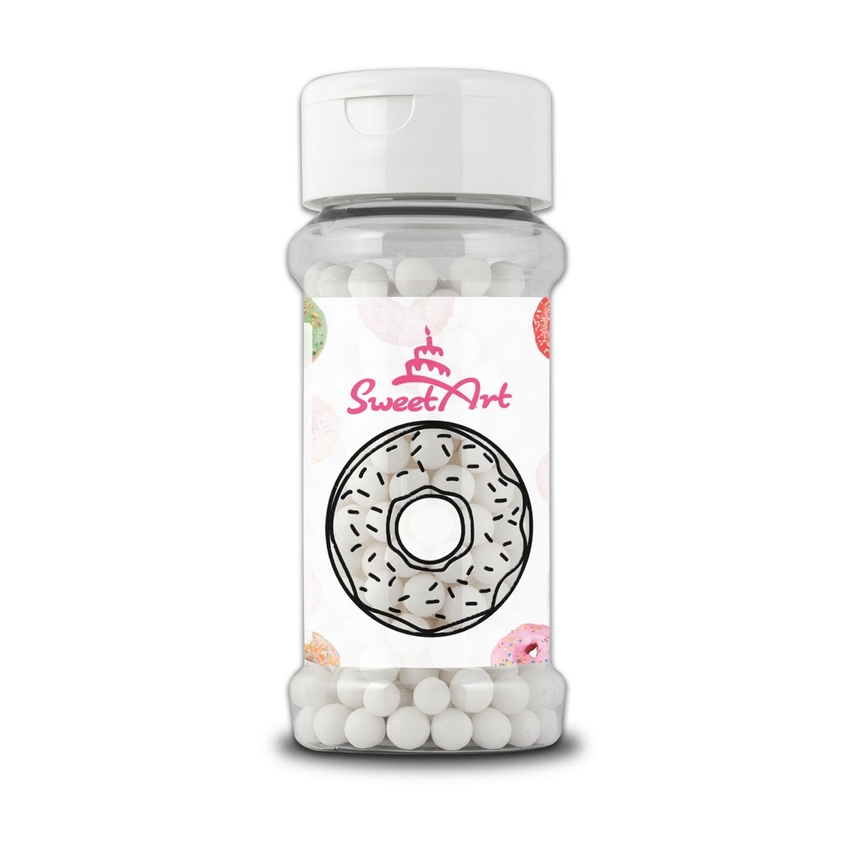 Obrázek k výrobku 24088 - SweetArt cukrové perly biele 7 mm (80 g)