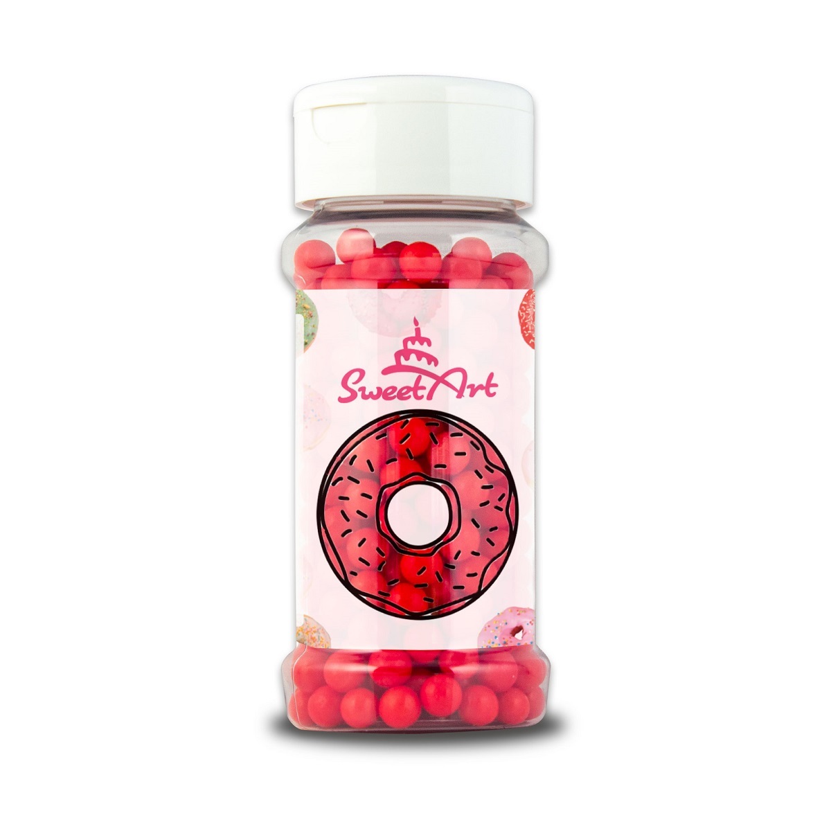 Obrázek k výrobku 24062 - SweetArt cukrové perly červené 7 mm (80 g)