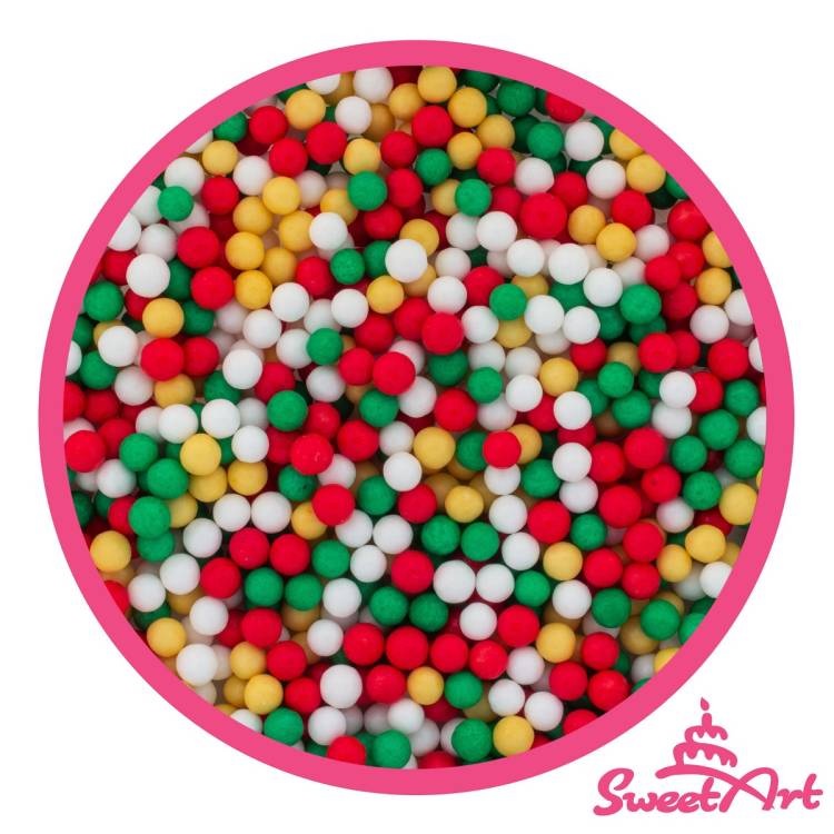 Obrázek k výrobku 24562 - SweetArt cukrové perly Gold Christmas mix 5 mm (80 g)