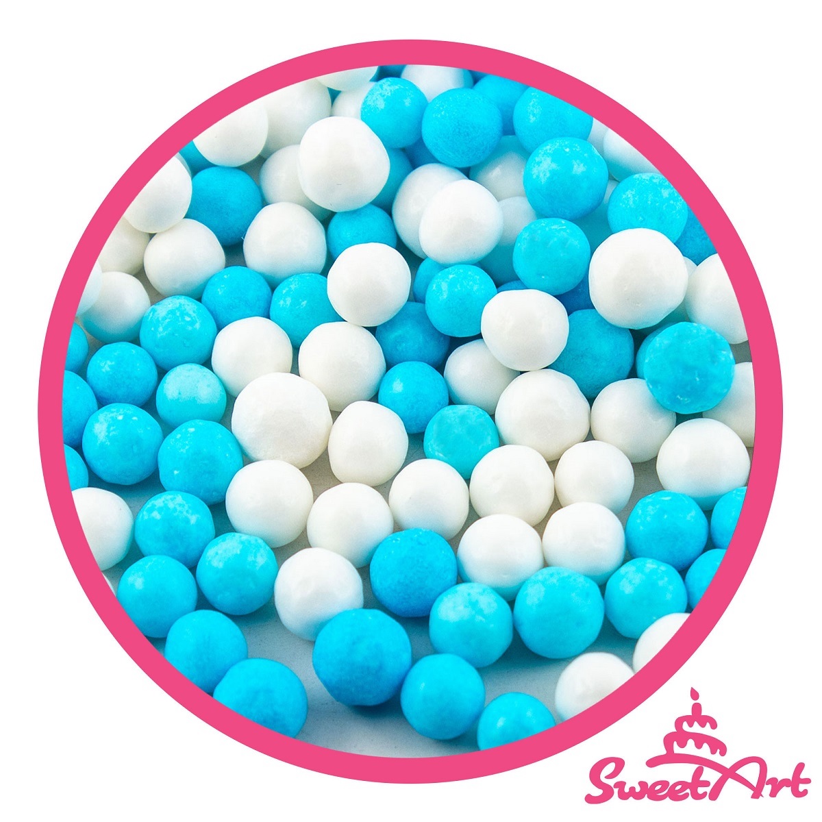 Obrázek k výrobku 24252 - SweetArt cukrové perly modré a biele 7mm (1kg)