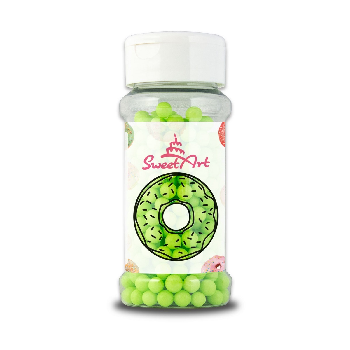 Obrázek k výrobku 24089 - SweetArt cukrové perly svetlozelené 7 mm (80 g)