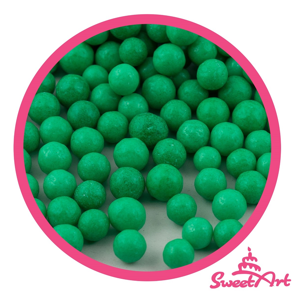 Obrázek k výrobku 24178 - SweetArt cukrové perly vianočné zelené 5 mm (50g)