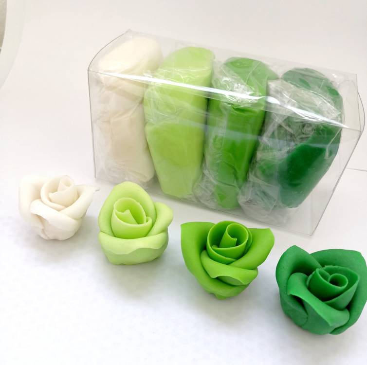 Obrázek k výrobku 27294 - SweetArt poťahovacia a modelovacia hmota vanilková biela a zelená (4x100 g)