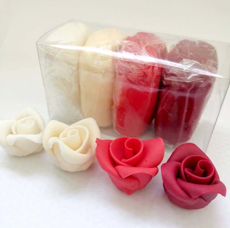 Obrázek k výrobku 27296 - SweetArt poťahovacie a modelovacie hmoty vanilkové biela, červená a bordó (4x100 g)