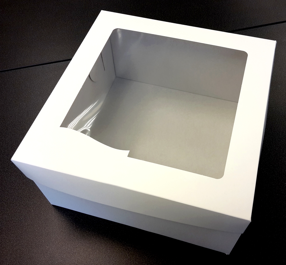 Obrázek k výrobku 18230 - Tortová krabica biela štvorcová s okienkom (34,7 x 34,7 x 19,5 cm) Neposielame v balíkoch!
