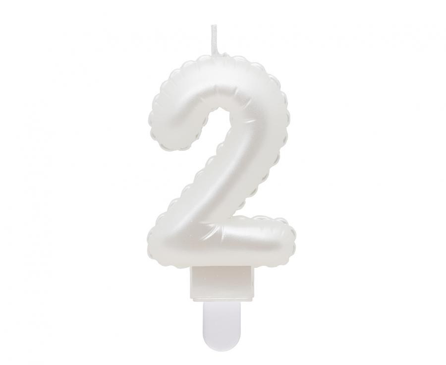 Obrázek k výrobku 23286 - Tortové sviečky - Perleťová biela 2 (7cm)