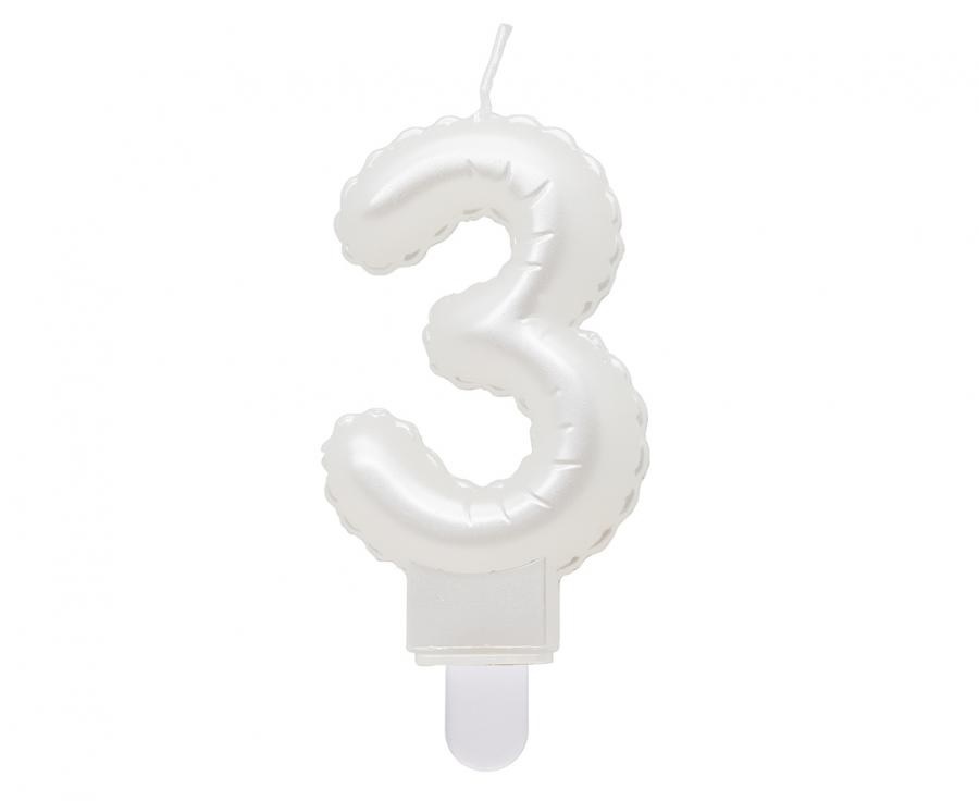 Obrázek k výrobku 23287 - Tortové sviečky - Perleťová biela 3 (7cm)