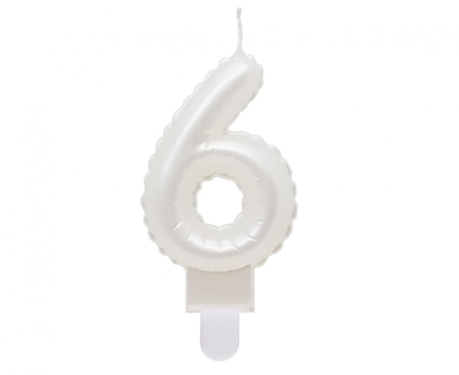Obrázek k výrobku 23290 - Tortové sviečky - Perleťová biela 6 (7cm)