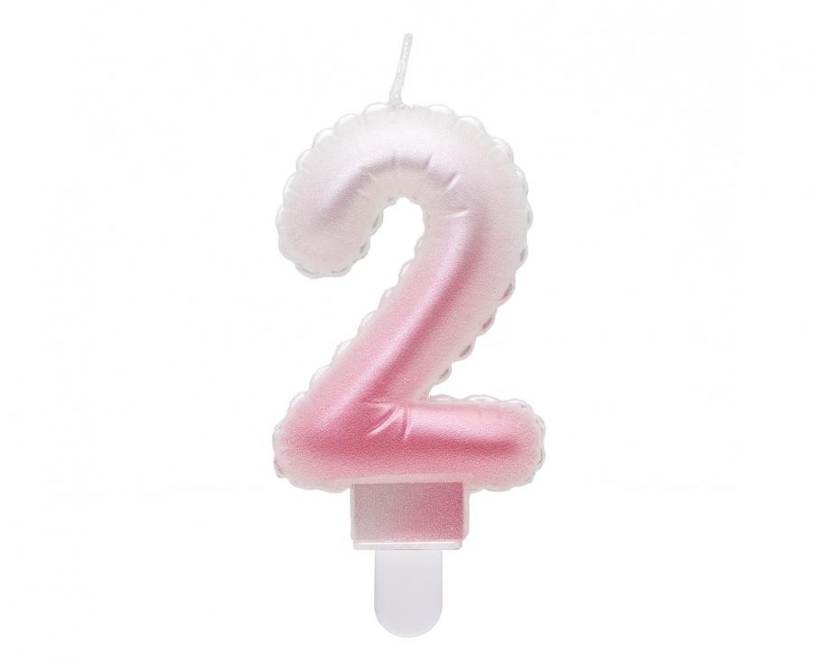 Obrázek k výrobku 23316 - Tortové sviečky - perleťová bielo-ružová 2 (7cm)
