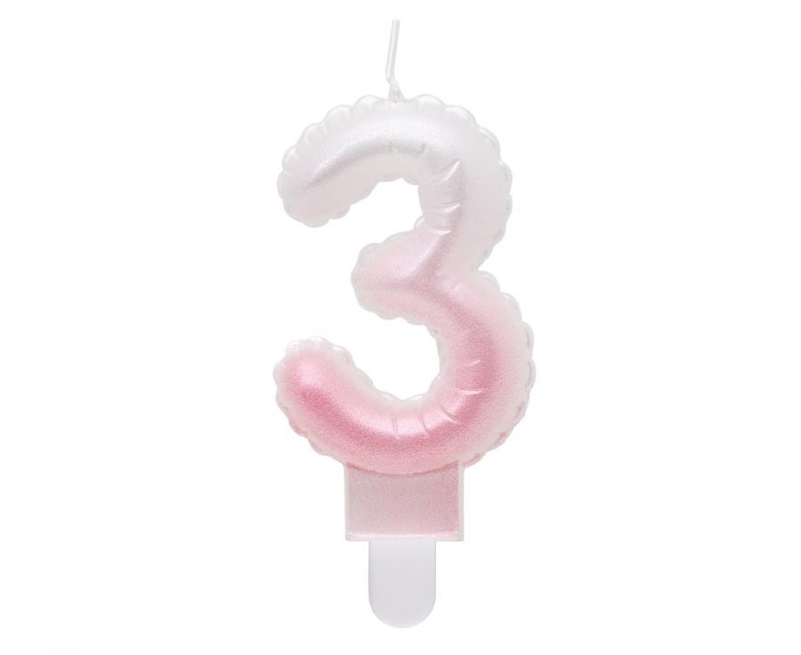 Obrázek k výrobku 23295 - Tortové sviečky - perleťová bielo-ružová 3 (7cm)