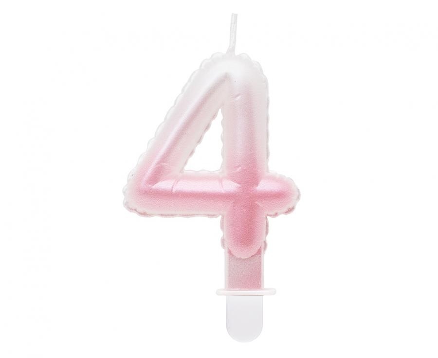 Obrázek k výrobku 23296 - Tortové sviečky - perleťová bielo-ružová 4 (7cm)