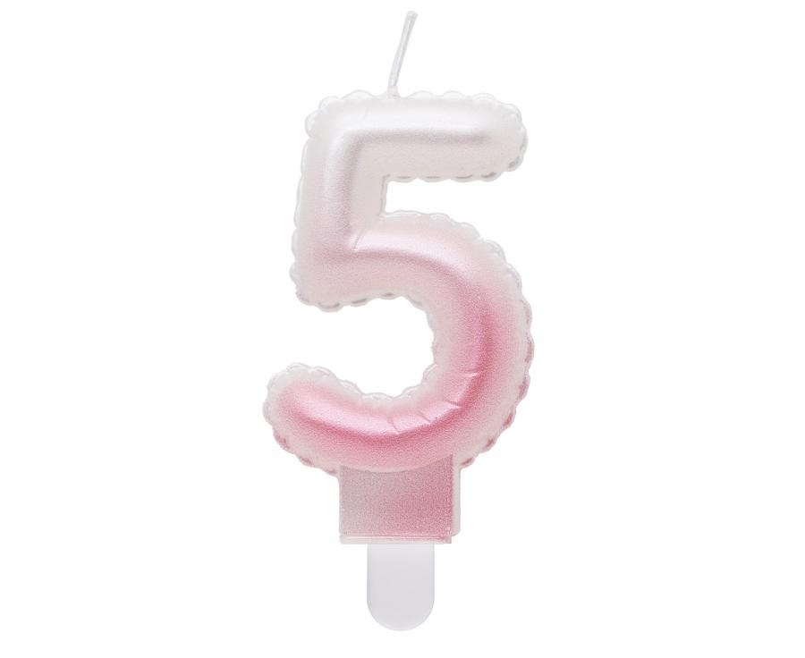 Obrázek k výrobku 23297 - Tortové sviečky - perleťová bielo-ružová 5 (7cm)