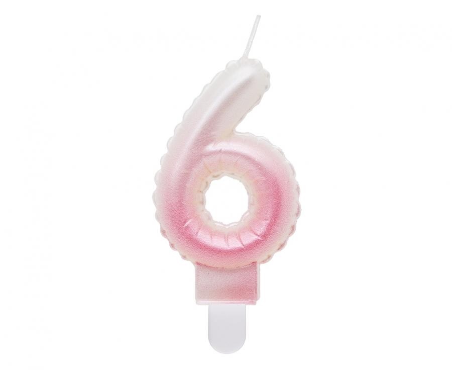 Obrázek k výrobku 23298 - Tortové sviečky - perleťová bielo-ružová 6 (7cm)