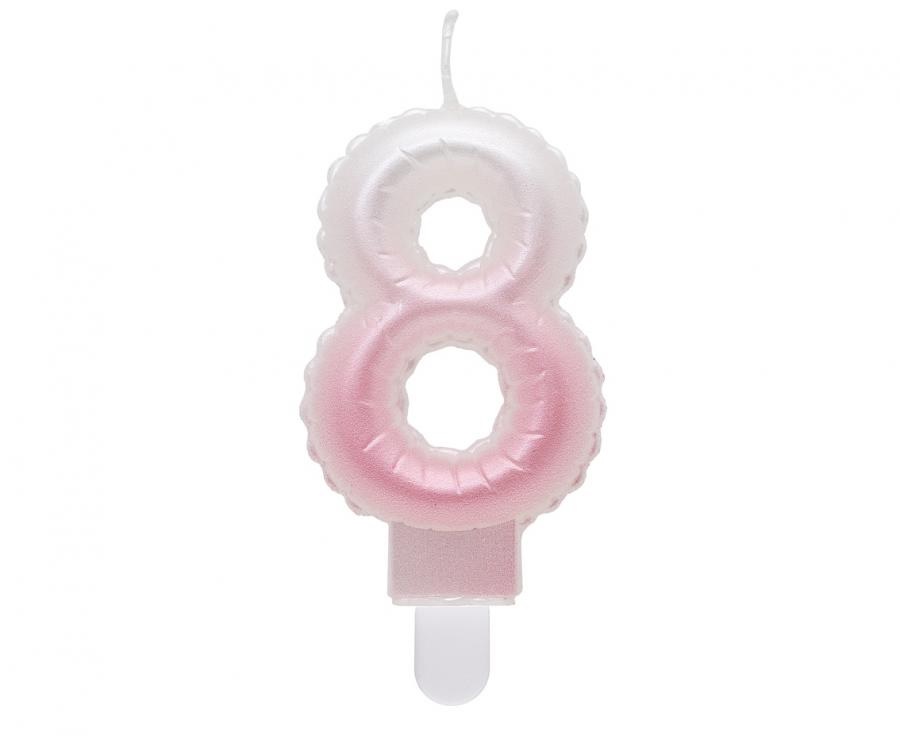 Obrázek k výrobku 23300 - Tortové sviečky - perleťová bielo-ružová 8 (7cm)