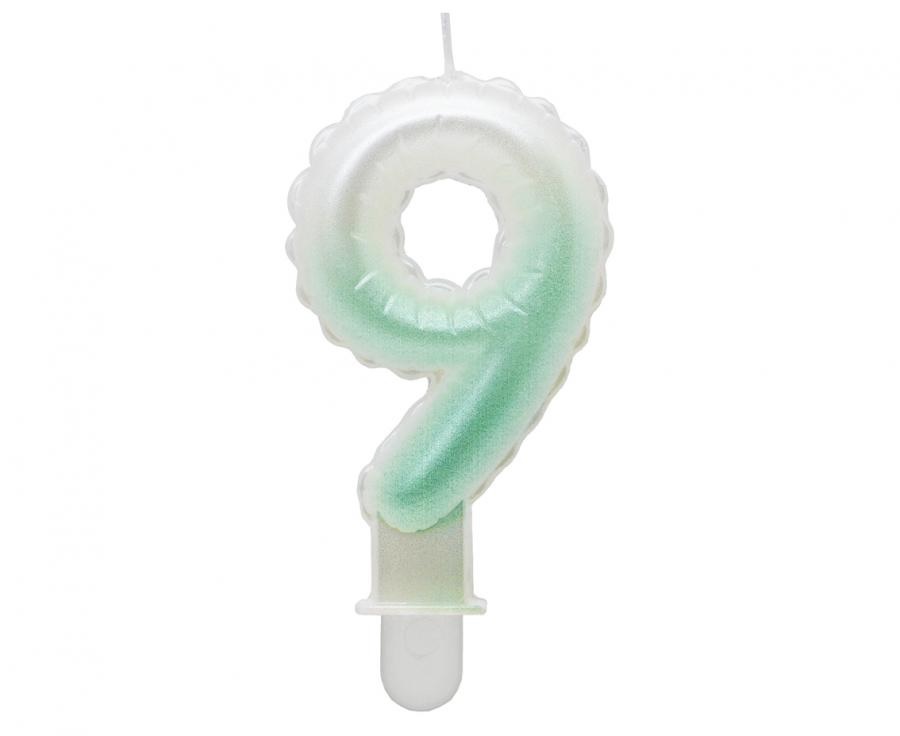Obrázek k výrobku 23208 - Tortové sviečky - perleťová bielo-zelená 9 (7cm)