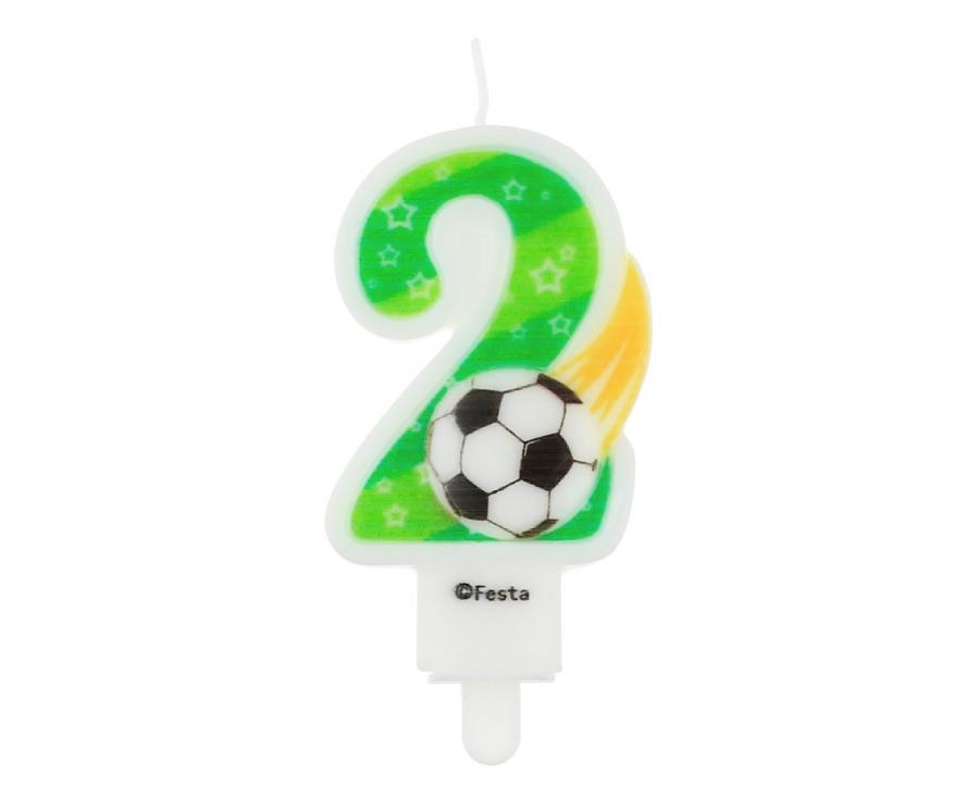 Obrázek k výrobku 23278 - Tortové sviečky zelená s futbalovou loptou 2 (7,8cm)
