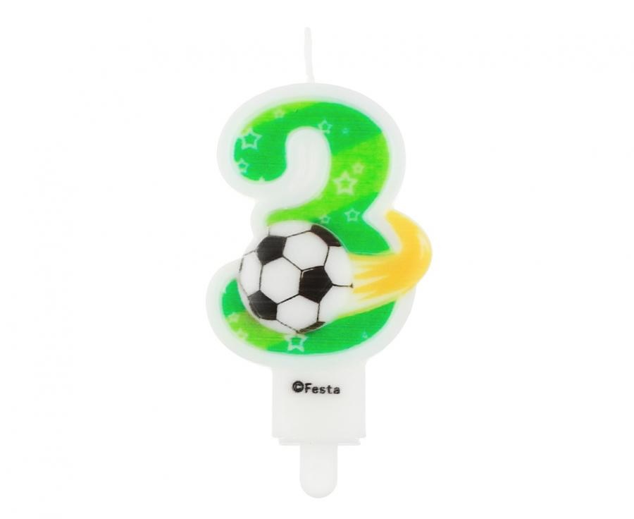 Obrázek k výrobku 23273 - Tortové sviečky zelená s futbalovou loptou 3(7,8cm)
