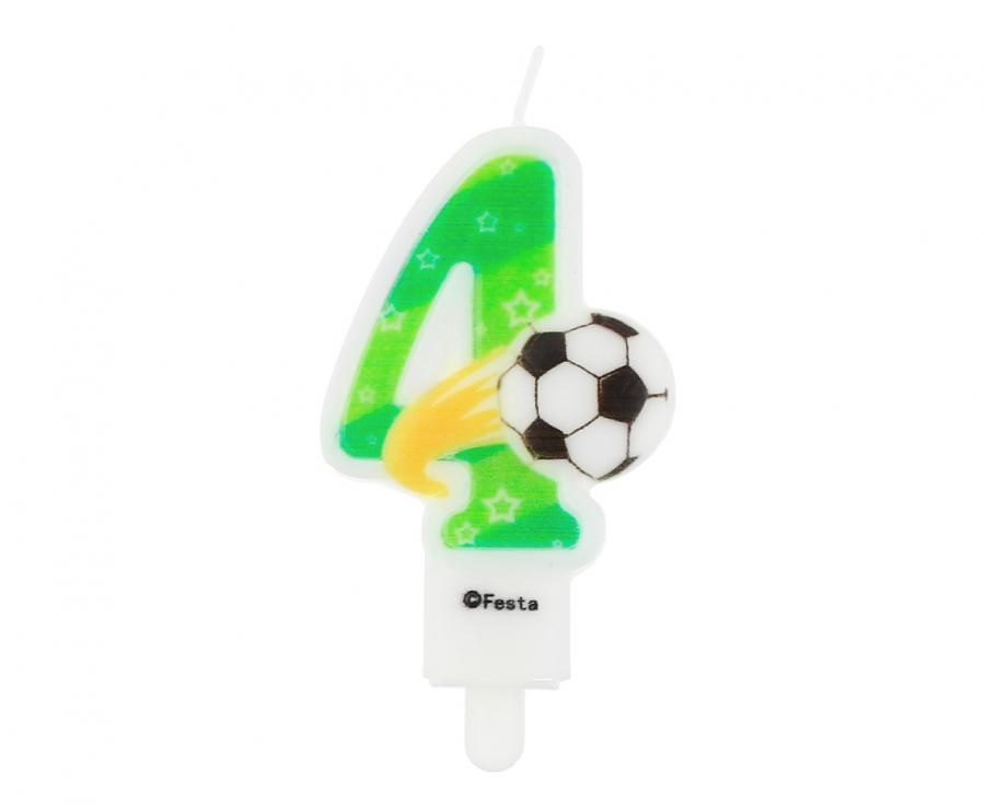 Obrázek k výrobku 23274 - Tortové sviečky zelená s futbalovou loptou 4(7,8cm)