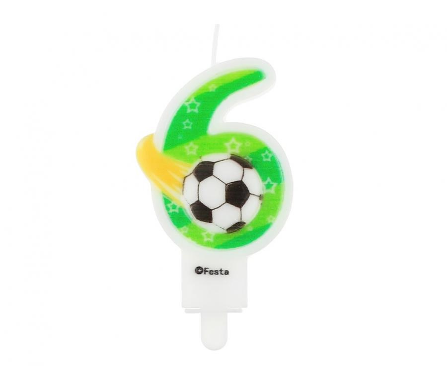 Obrázek k výrobku 23276 - Tortové sviečky zelená s futbalovou loptou 6 (7,8cm)