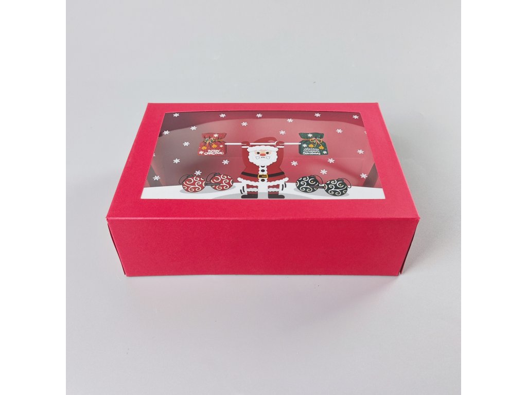 Obrázek k výrobku 27305 - Vianočná darčeková krabica červená s okienkom – 4 (22,3 × 15,1 × 7,1 cm)