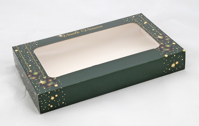 Obrázek k výrobku 20966 - Vianočná krabica na koláče tmavo zelená (25 x 15 x 3,7 cm)
