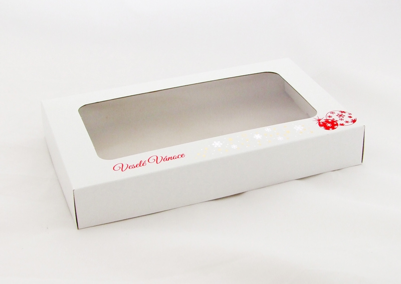 Obrázek k výrobku 22886 - Vianočná krabica s 3farebnou ražbou 1/2kg (18x15x3,7cm)