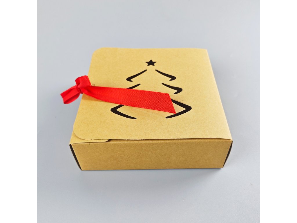 Obrázek k výrobku 27304 - Vianočná krabička „stromček“ so stuhou 16×16×5 cm