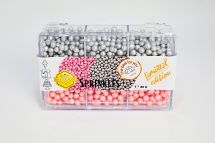 Detail k výrobku4Cake Cukrovo-ryžové perly ružové perleťové a strieborné 5 mm (80 g)
