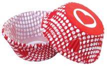 Detail k výrobkuAlvarak košíčky na muffiny Červené s bodkami a srdiečkami (50 ks)