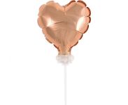 Detail k výrobkuBalón foliový na tyči 8cm ružovo-zlatý -srdce