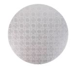 Detail k výrobkuCake Star Podložka pod tortu PEVNÁ strieborná vzor Jinju kruh 36 cm 14" (1 ks)
