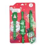 Detail k výrobkuCukrárska sada stierka, valček a šľahacia metla zelená s vianočným motívom (3 ks)