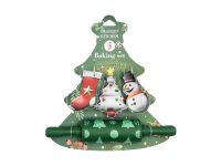 Detail k výrobkuCukrárska súprava vykrajovačov a valčeka zelená s vianočným motívom (4 ks)