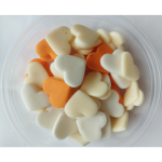 Obrázek k výrobku 26764 - Cukrové srdiečka veľké biela, bežová, oranžová (50 ks)