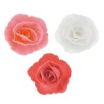 Obrázek k výrobku 23372 - Dekorácia Ruží ružová, červená, biela (4,5cm) 3ks