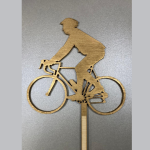 Obrázek k výrobku 26460 - Drevený zápich Cyklista 1 zlatý (1ks)